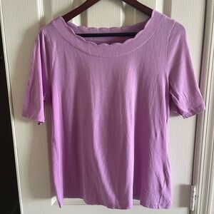 Talbots Purple Scallop Neck Blouse